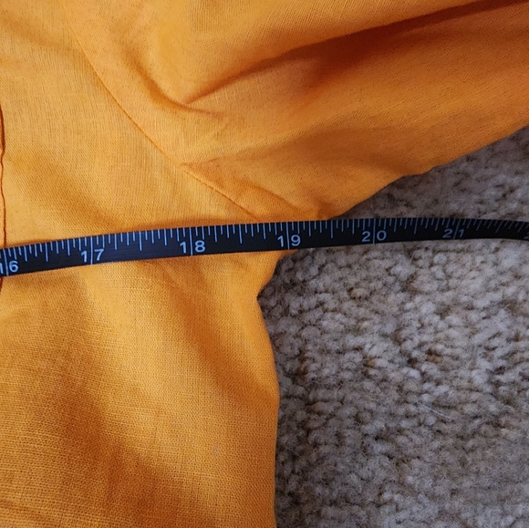 NWT Linen Cotton Button Down shirt, orange, bright, with collar - Picture 4 of 5